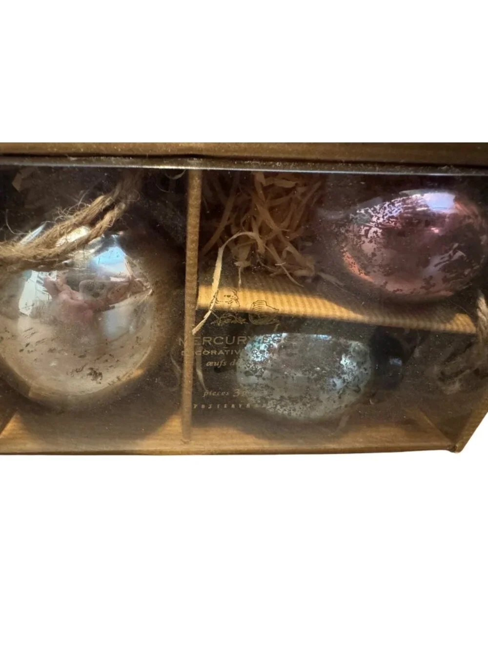 Mercury Glass Decorative Egg Set Of 3 By Pottery Barn In Gift Box Easter eggs